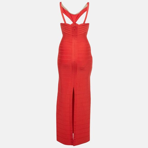 Herve Leger Red Knit Maxi Bandage Dress S - Picture 2 of 5
